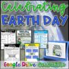 Text says celebrating Earth Day and is sitting on top of an image of the Earth.