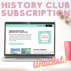 Text says History Club Subscription and is on top of an image of a laptop.