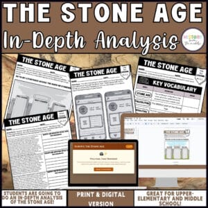 The Stone Age – Early Humans Activities & Stonehenge WebQuest – Print & Digital