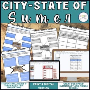 City-State of Sumer Activity – Mesopotamia Reading & Notes – Print & Digital