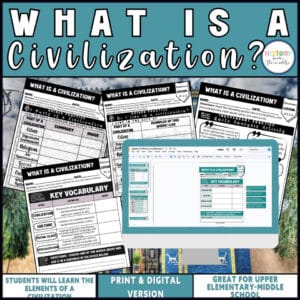What Is a Civilization? – 7 Features of Civilization Guided Notes & Reading – Print & Digital