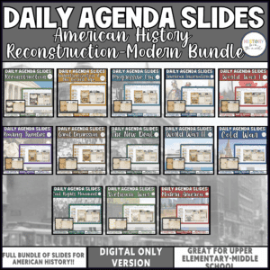 Daily Agenda Slides American History Reconstruction to Modern Bundle
