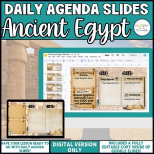 Ancient Egypt daily agenda slides, editable Google Slides for middle school social studies