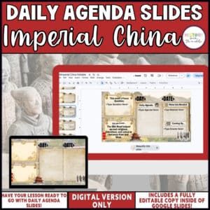 Imperial China daily agenda slides, editable Google Slides for middle school social studies
