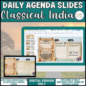 India's Classical Age daily agenda slides, editable Google Slides for middle school social studies